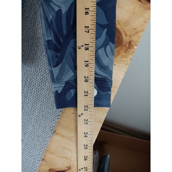 Chico's Button Up Denim Jacket Womens 0 US 4/6 Blue Floral Camo Tropical Boho - Picture 13 of 14